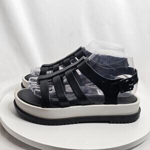 Melissa Flox III Women's Shoes Size 7 Jelly Flat Black/White Platform Sandals